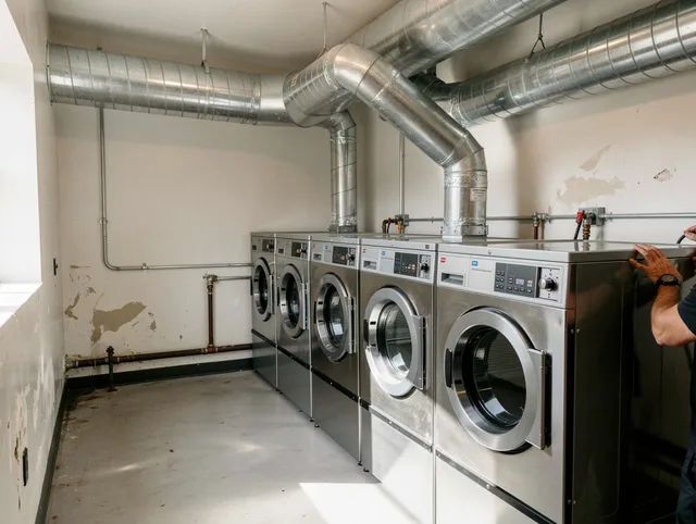 Westmont Dryer Vent Cleaning team performing large-scale commercial dryer vent cleaning in Westmont