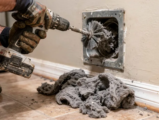 Certified Westmont Dryer Vent Cleaning technician performing dryer vent cleaning in Westmont